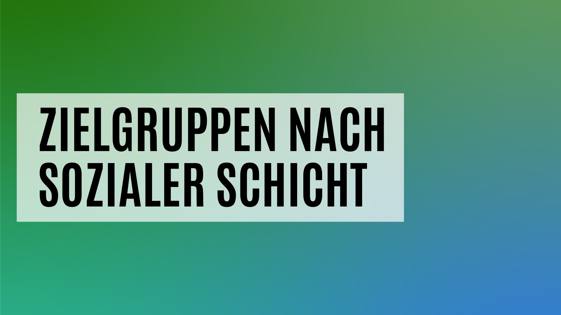 Das Datenpaket Haushalte bzw. Zielgruppen nach sozialer Schicht
